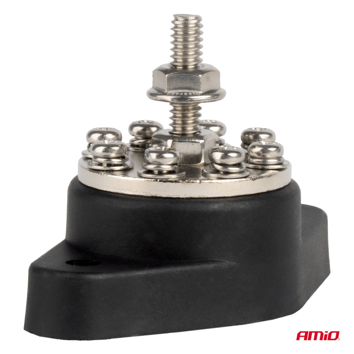 Akkuliittimen jakolohko 8 liittimellä, väyläkisko jopa 48 V 160 A, AMIO-03807