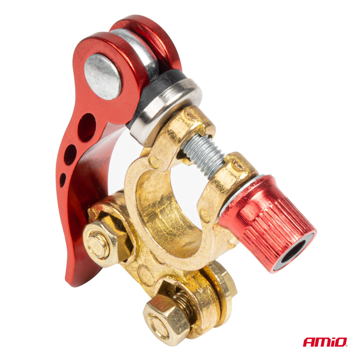 Yleismalliset akkuliittimet pikalukitusavaimella, kuparia AMiO-04059