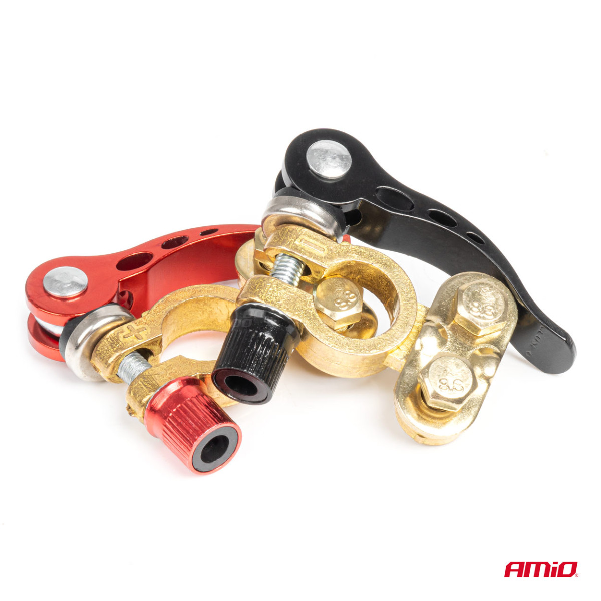 Yleismalliset akkuliittimet pikalukitusavaimella, kuparia AMiO-04059