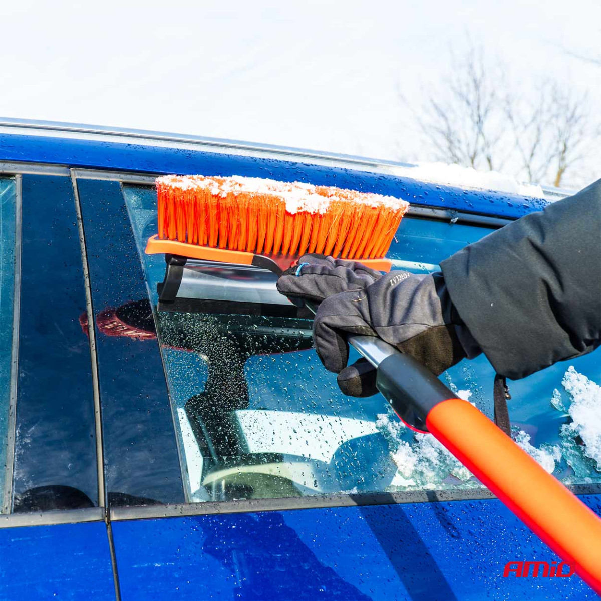 Suuri teleskooppinen lumiharja kaapimella 98-134 cm