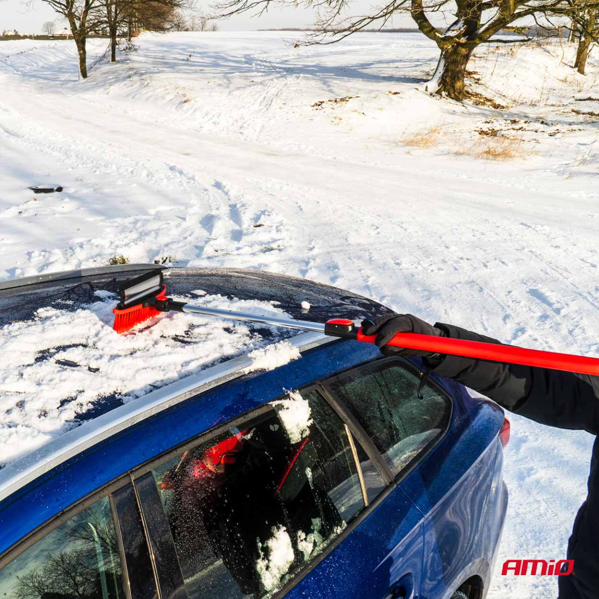 Suuri teleskooppinen lumiharja kaapimella 98-134 cm