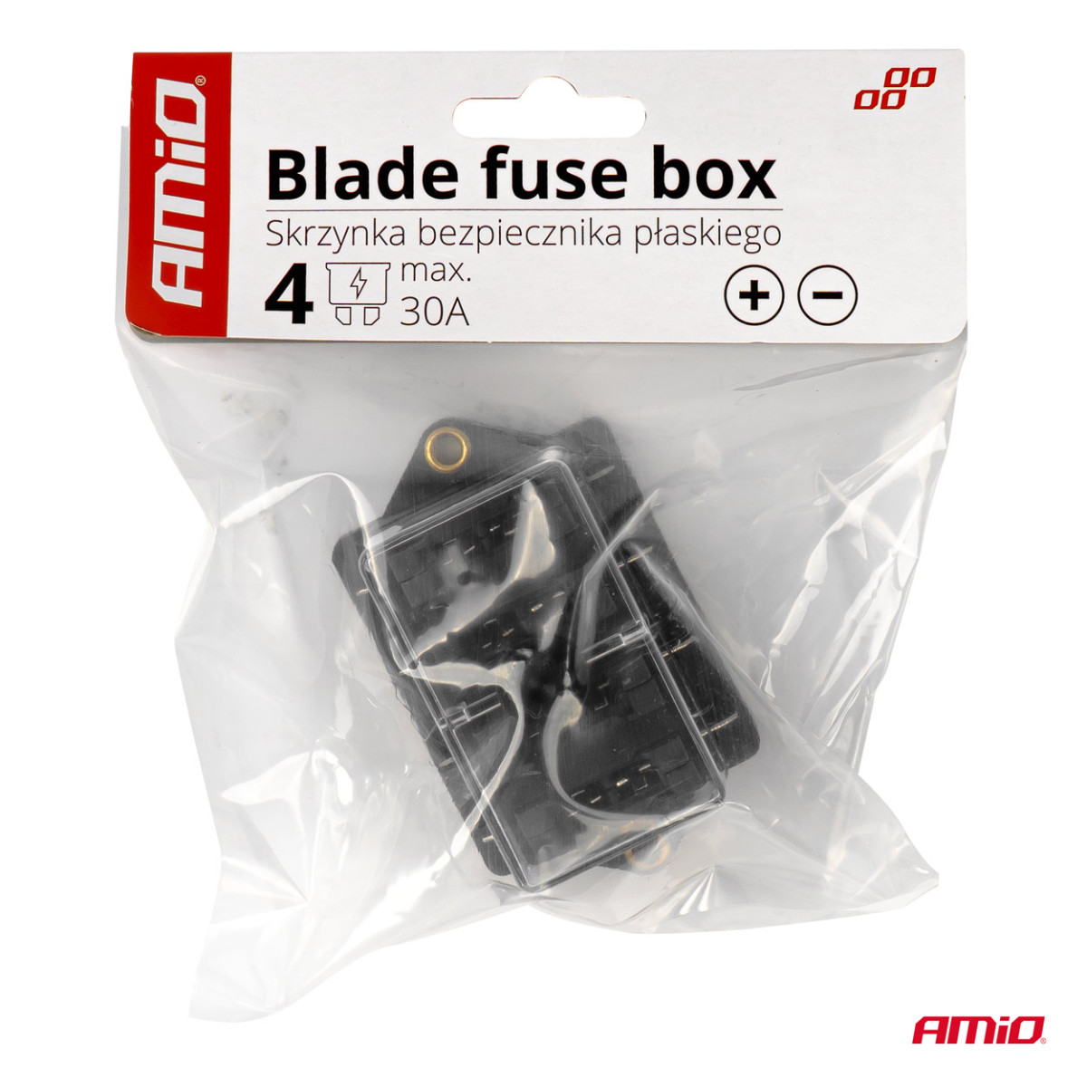 Sulakerasia, 4 paikkaa terän (ATO/UNI) sulakkeille AMIO-03040