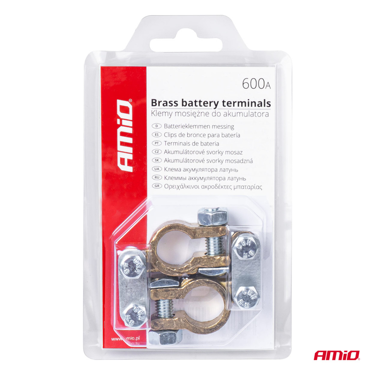 Akkuliittimet 600 A, messinkiä, 2 kpl, AMIO-01161