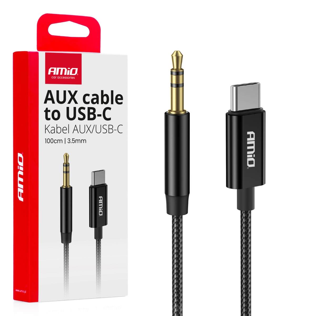 USB-C - 3,5 mm:n minijakki AUX-kaapeli 1 m AMIO-04294