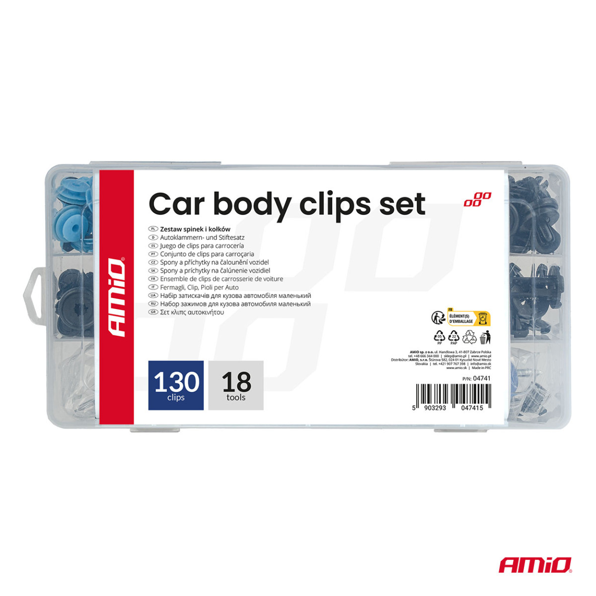 Auton kiinnitystappien ja klipsien sarja, 148 kpl. AMIO-04741