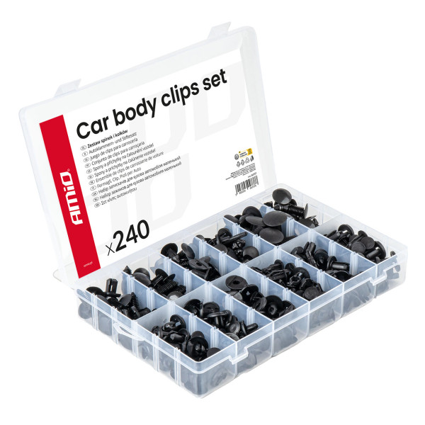 Auton kiinnitystappien ja -klipsien sarja, 240 kpl. AMIO-04737