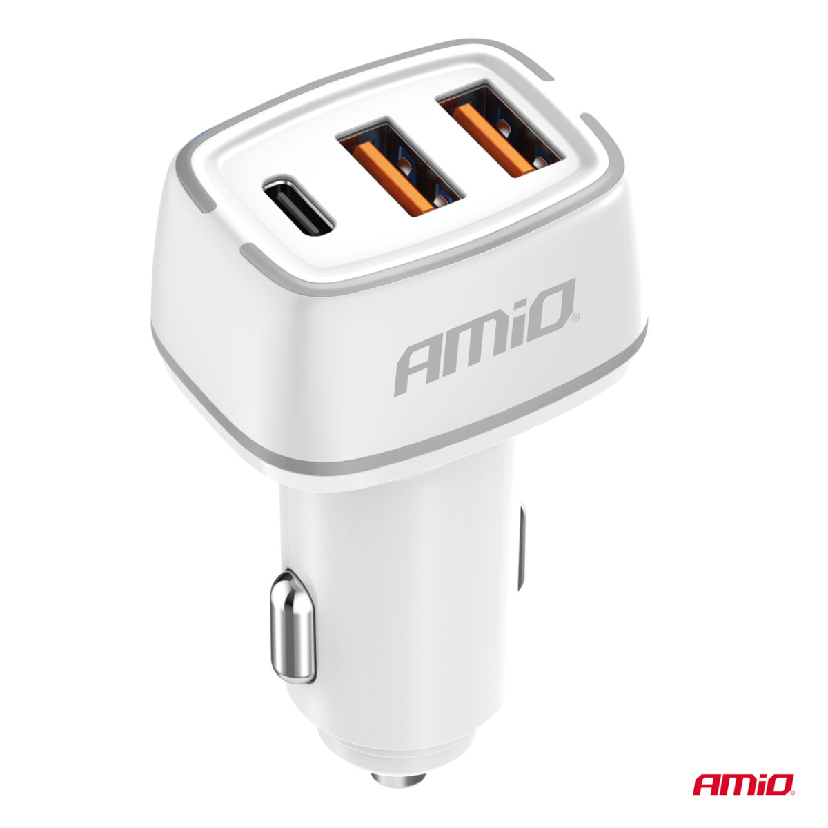 Autolaturi 2x USB-A + USB-C 32W 12/24V AMiO-03890