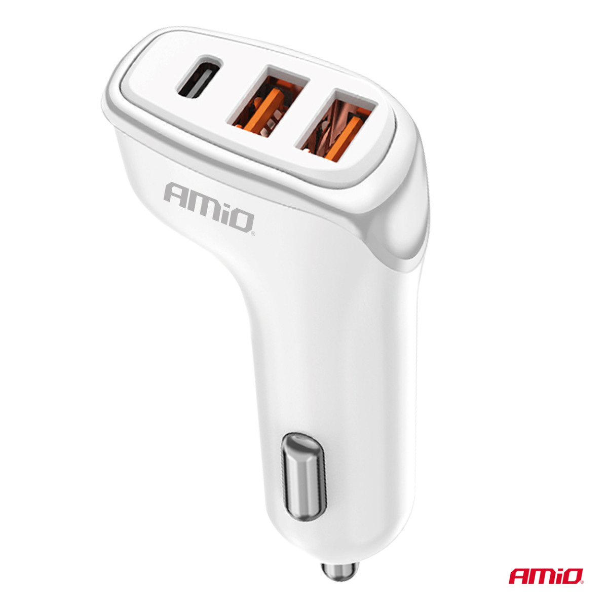 Autolaturi 2x USB-A + USB-C 38W 12/24V AMiO-03886