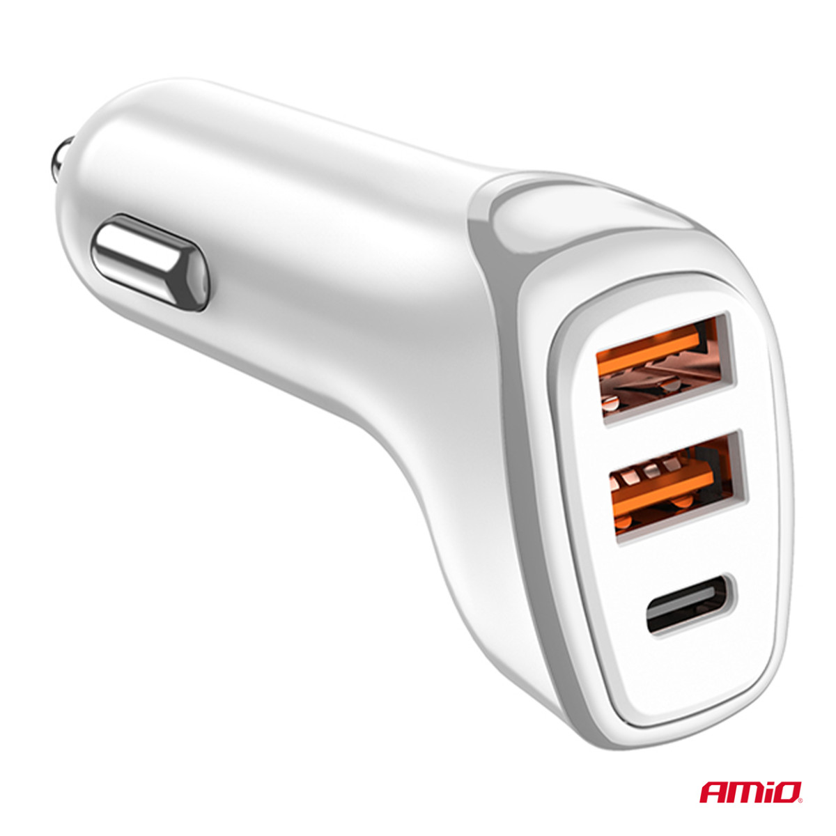 Autolaturi 2x USB-A + USB-C 38W 12/24V AMiO-03886