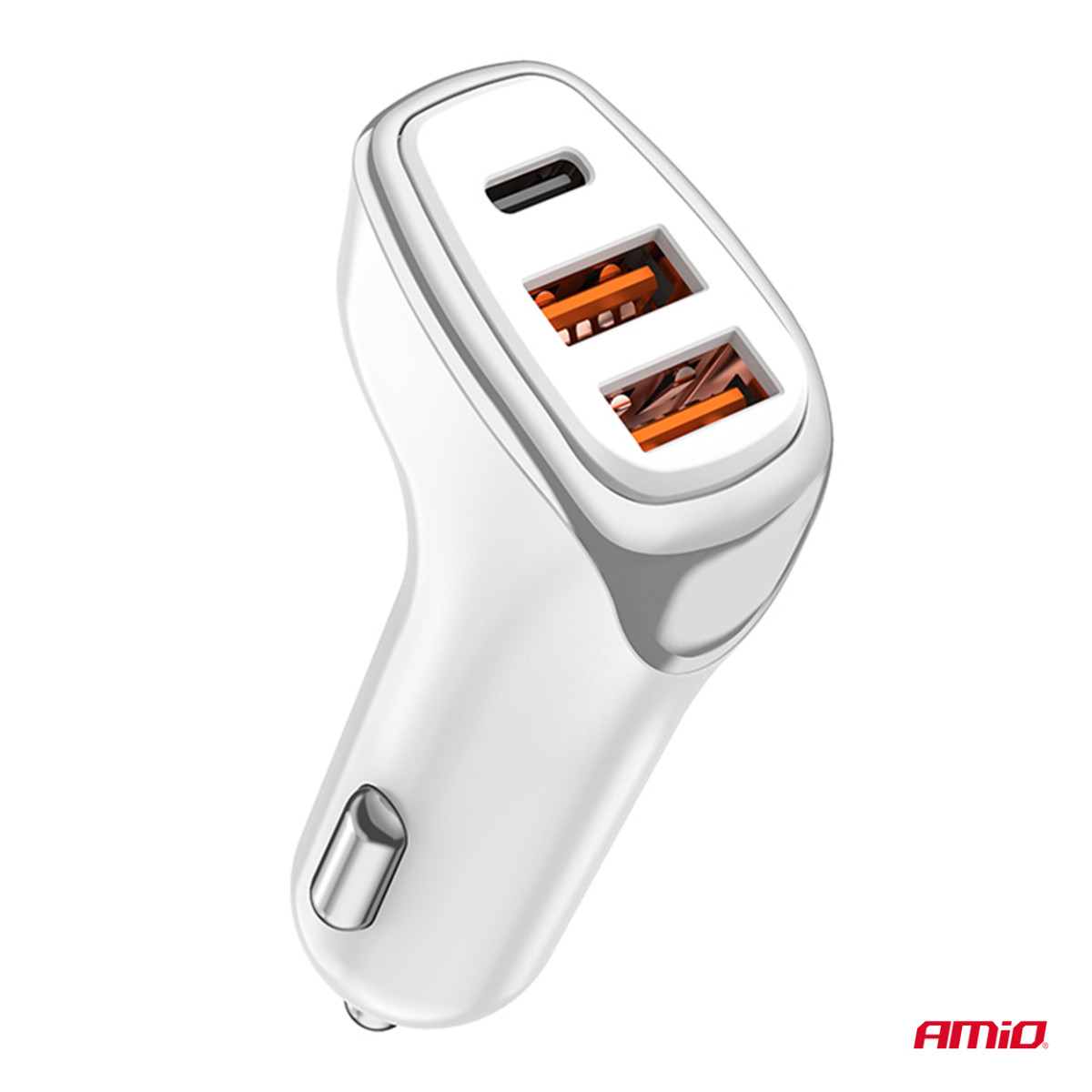 Autolaturi 2x USB-A + USB-C 38W 12/24V AMiO-03886