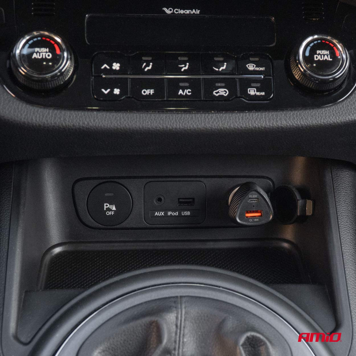 Autolaturi QC+PD 38W USB-A + USB-C AMIO-04283