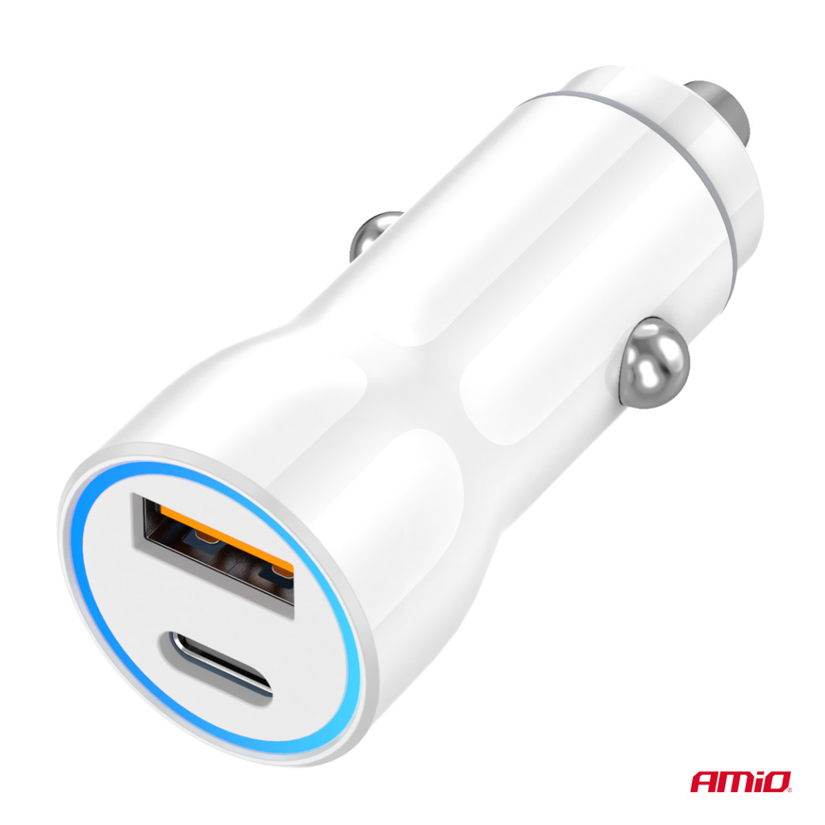 Autolaturi USB-A + USB-C 20W 12/24V AMiO-03881