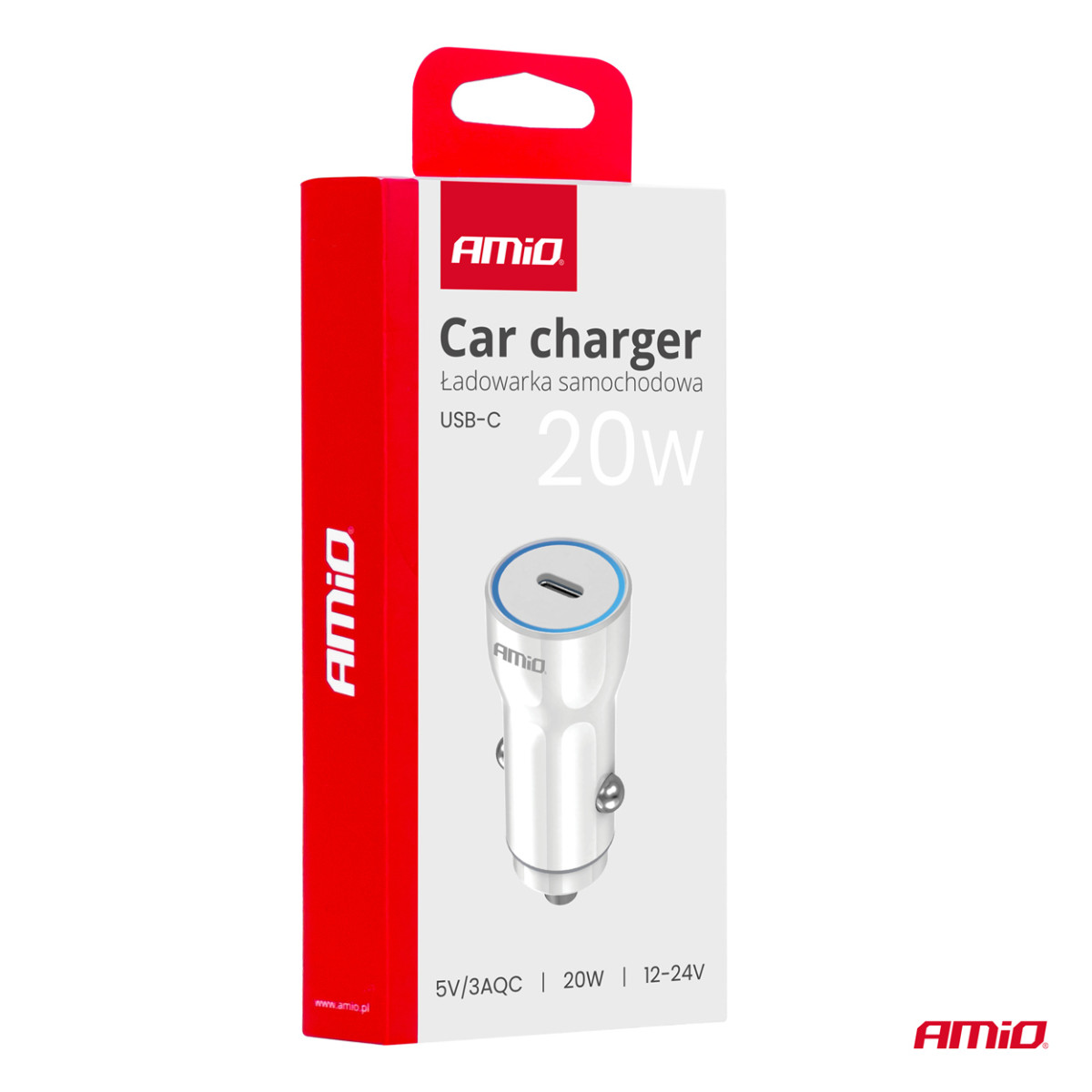 Autolaturi USB-C 20W 12/24V AMiO-03880