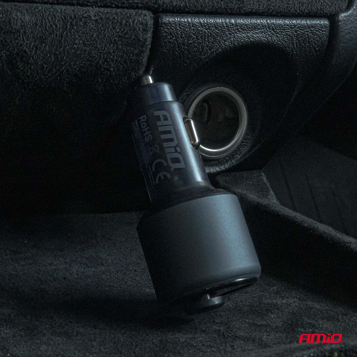 Auton FM-lähetin, 1×USB-A 1×USB-C 12V 24V AMIO-04655