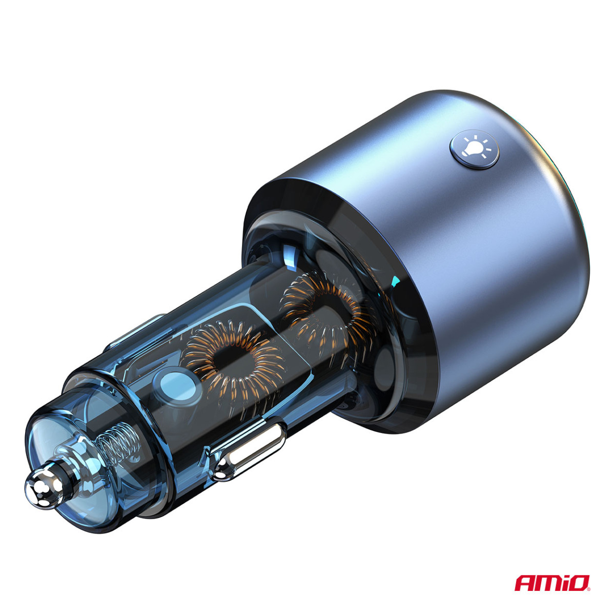 Auton FM-lähetin, 1×USB-A 1×USB-C 12V 24V AMIO-04655