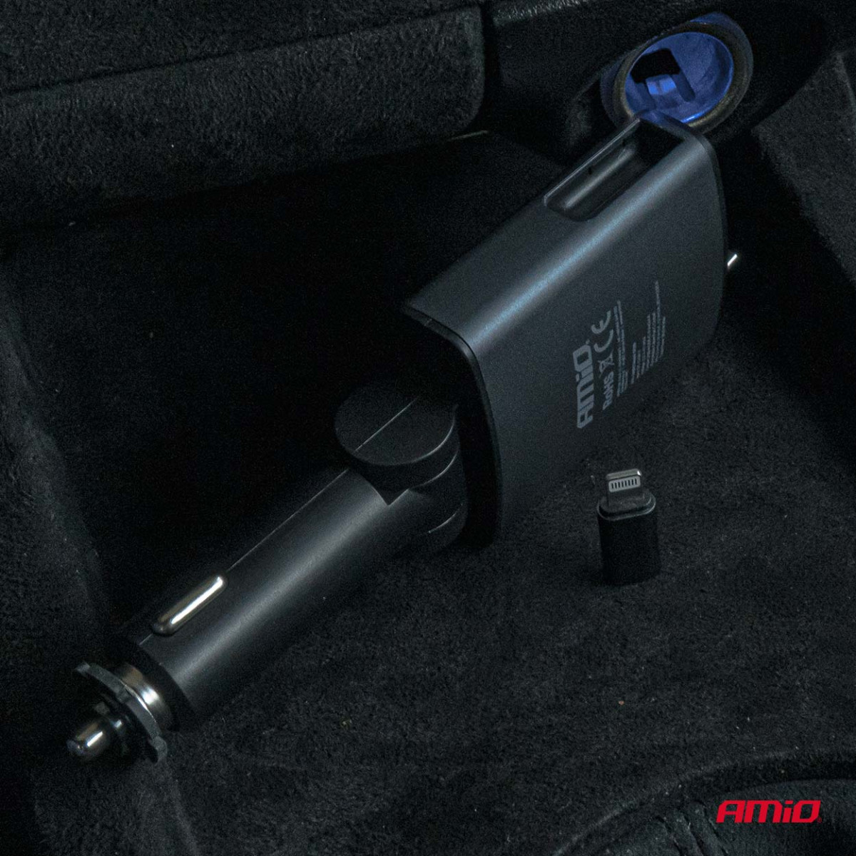 Auton FM-lähetin, 1×USB-A 1×USB-C 12V 24V AMIO-04656