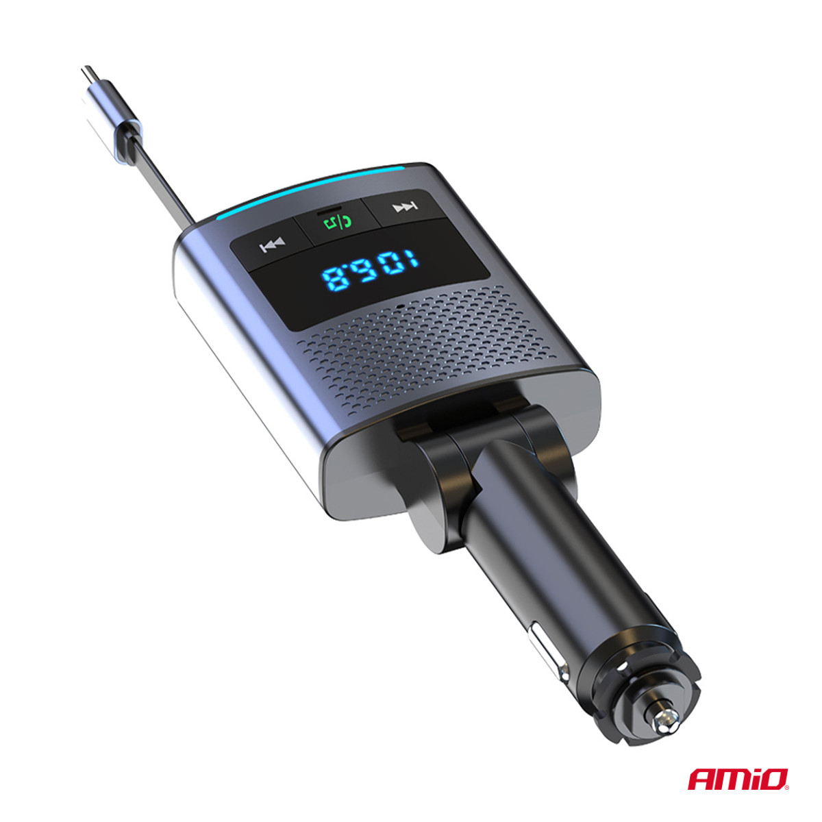 Auton FM-lähetin, 1×USB-A 1×USB-C 12V 24V AMIO-04656