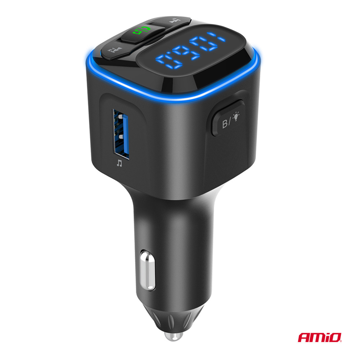 Auton FM-lähetin, 1×USB-A 2×USB-C 12V 24V AMIO-04651