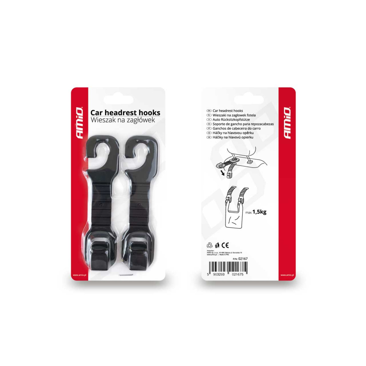 Auton niskatuen koukut AMIO-02167