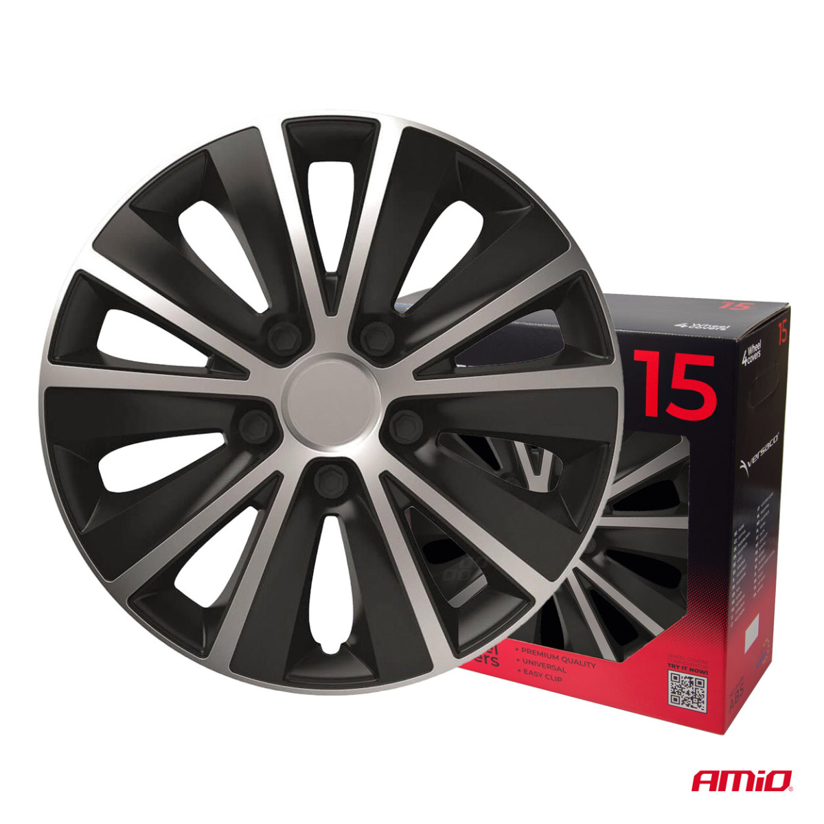 Pölykapselit 4 kpl. Rapide, musta ja hopea 15"