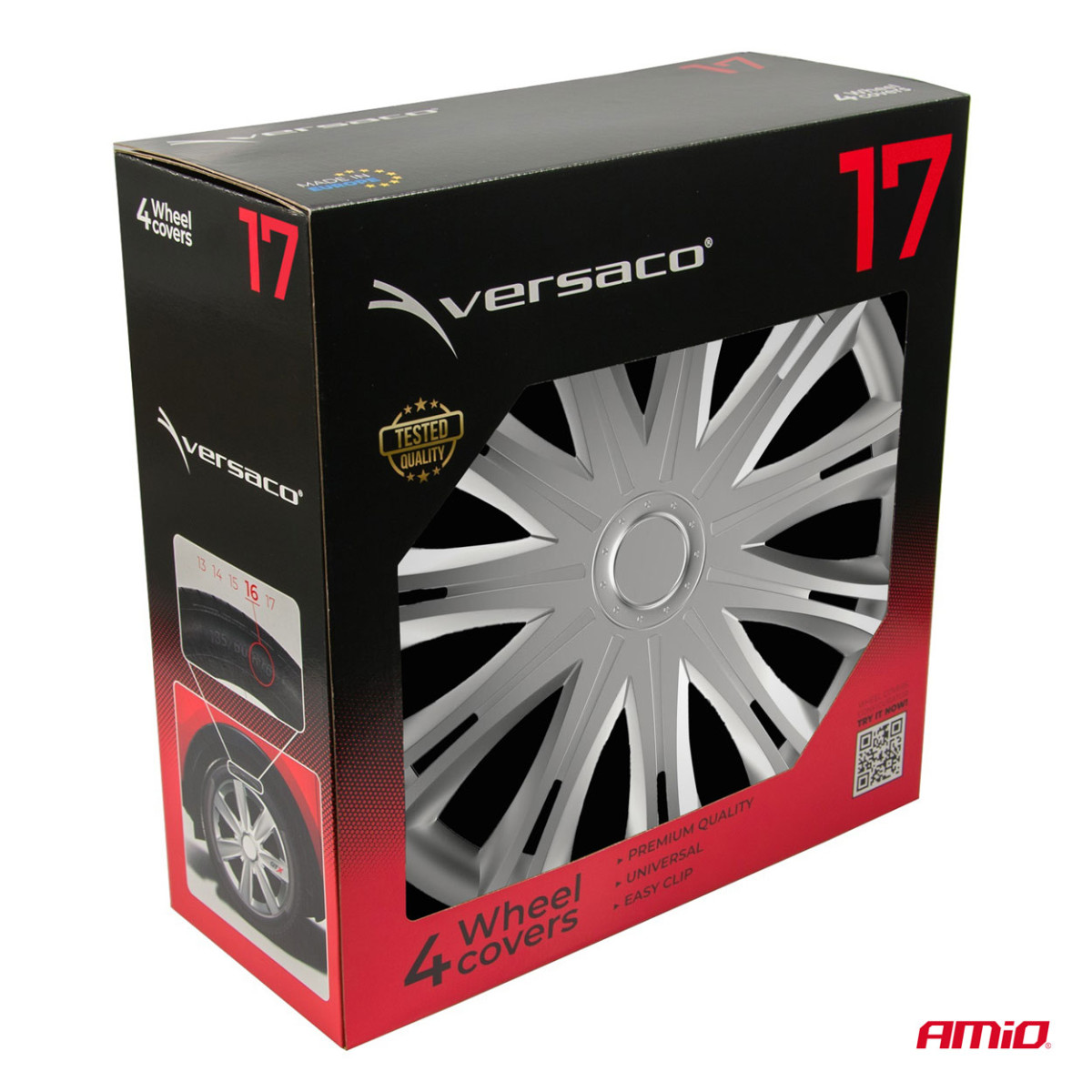 Pölykapselit 4 kpl. Spark, hopeanväriset 17" 