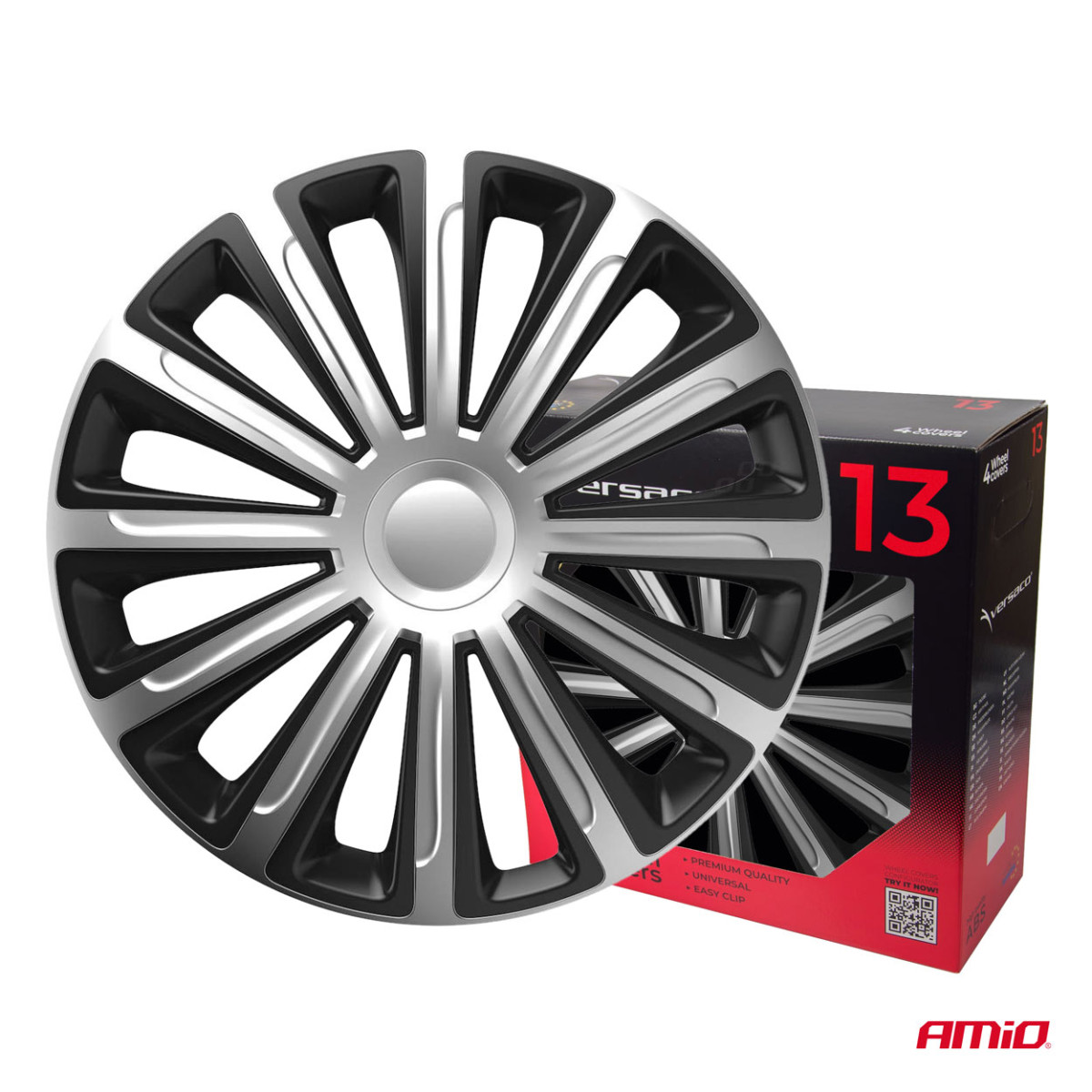 Pölykapselit 4 kpl. Trend, musta ja hopea 13"