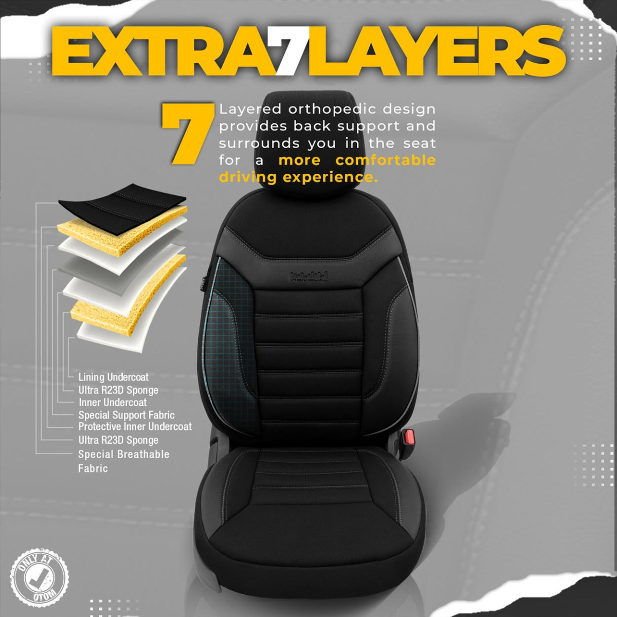 Yleismalliset istuinsuojat OTOM, INDIVIDUAL - musta / harmaa