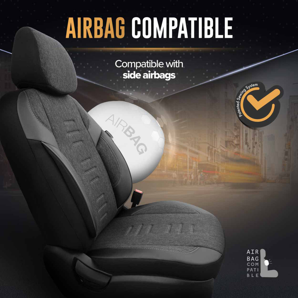 Yleismalliset istuinsuojat OTOM, THRONE - tummanharmaa