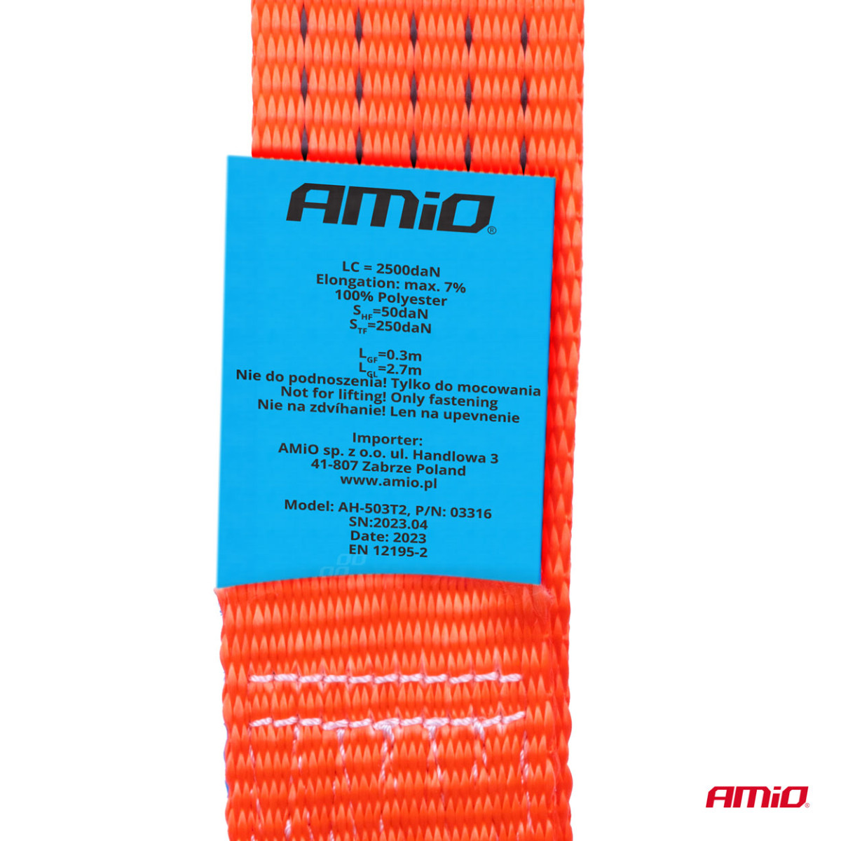 Kuormankiinnitysliina kiristimellä 5000 kg, 3 m x 50 mm, AMIO-03316 
