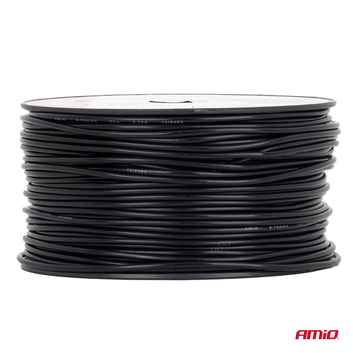 Yksijohtiminen CCA-kaapeli, musta, 1x0,75 mm² 100 m 12/230V AMIO-04453