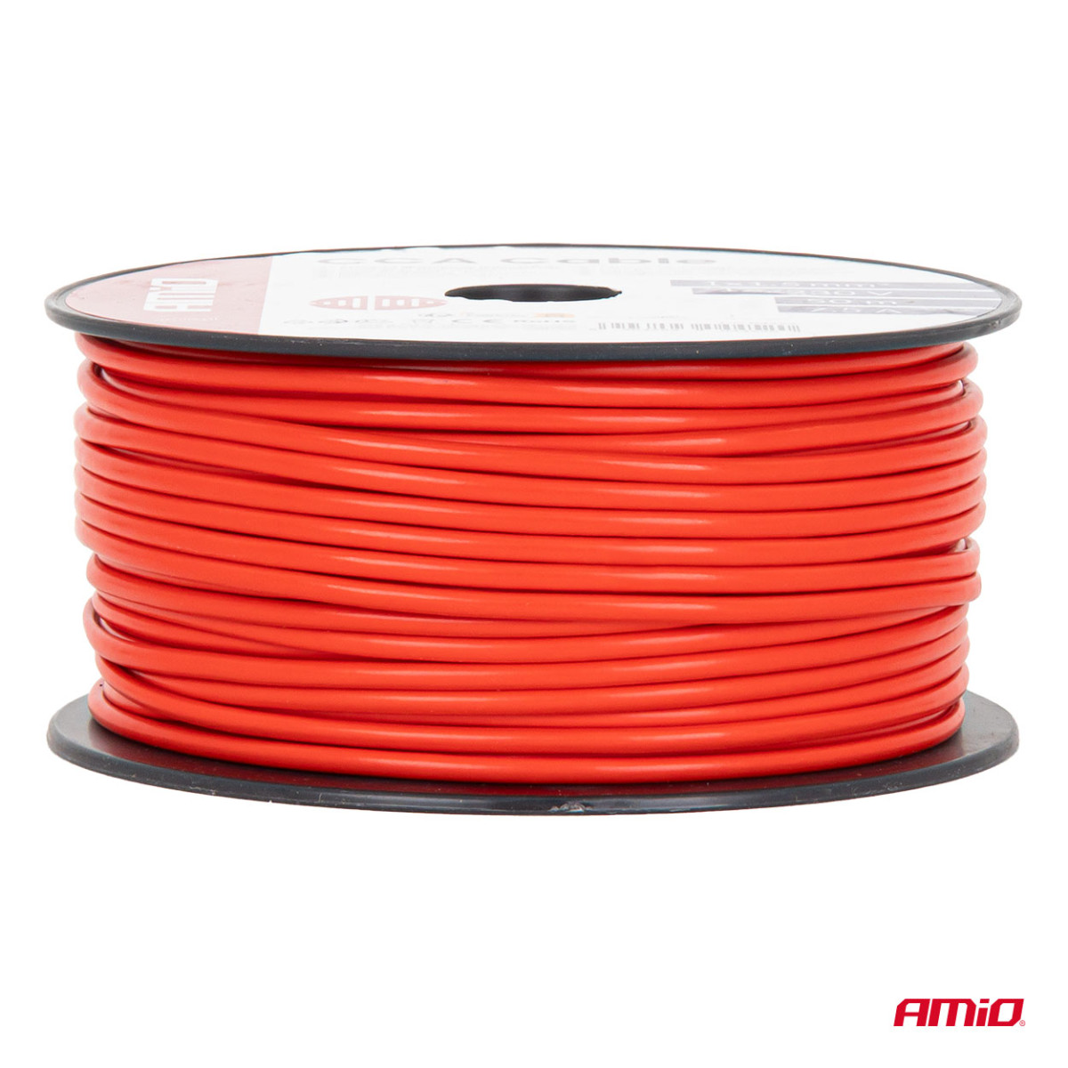 Yksijohtiminen CCA-kaapeli, punainen, 1x1,5mm² 50m 7,5A 12/230V AMIO-04452