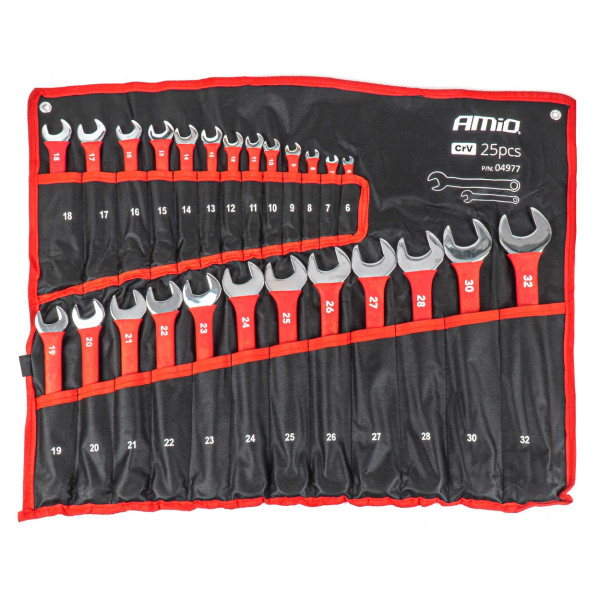 Kiintoavainsarja, 6-32 mm, CrV, 25 osaa, AMIO-04977 Kiintoavainsarja, 6-32 mm, CrV, 25 osaa, AMIO-04977