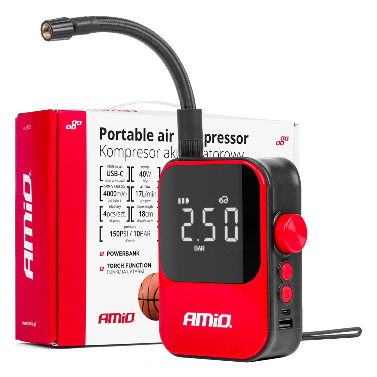 Langaton autokompressori 40W varavirtalähteellä AMIO-03690