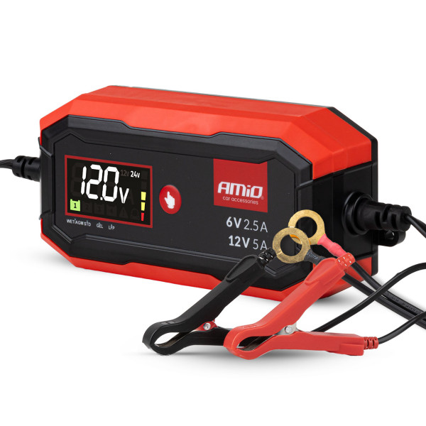 Digitaalinen akkulaturi AGM/GEEL/STD/LiFePO4 5A 6/12V PRO AMIO-04527