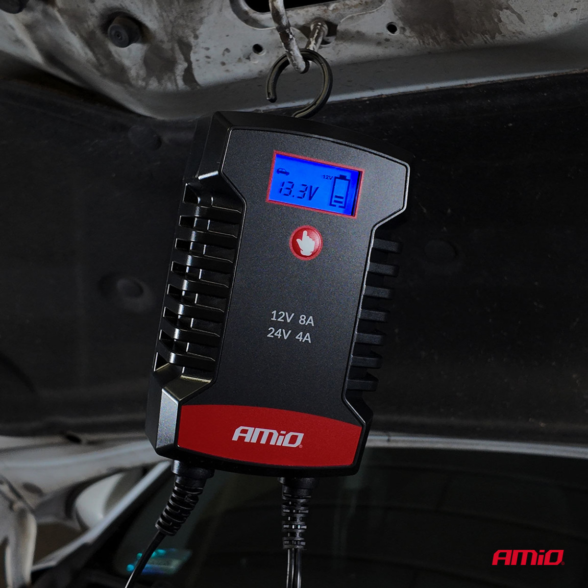 Digitaalinen akkulaturi AGM/GEL/LiFePO4 8A 12/24V PRO HOOK AMIO-04533