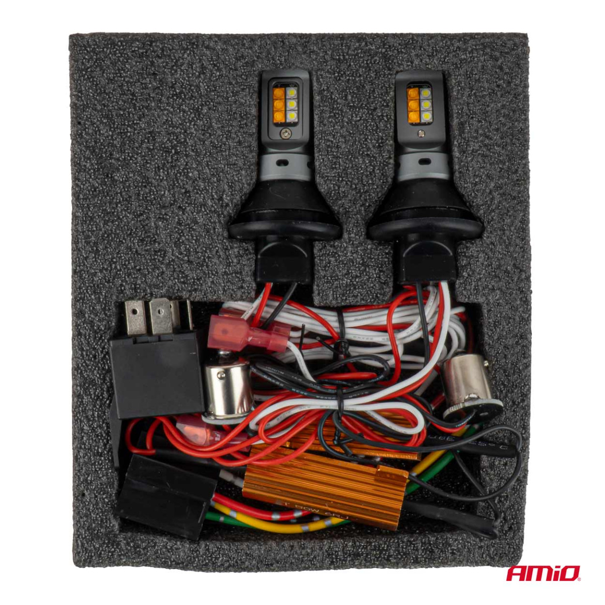 LED DRL -päiväajovalot ja vilkut 2in1, 1156, CANBUS, 12/24 V, AMIO-05005