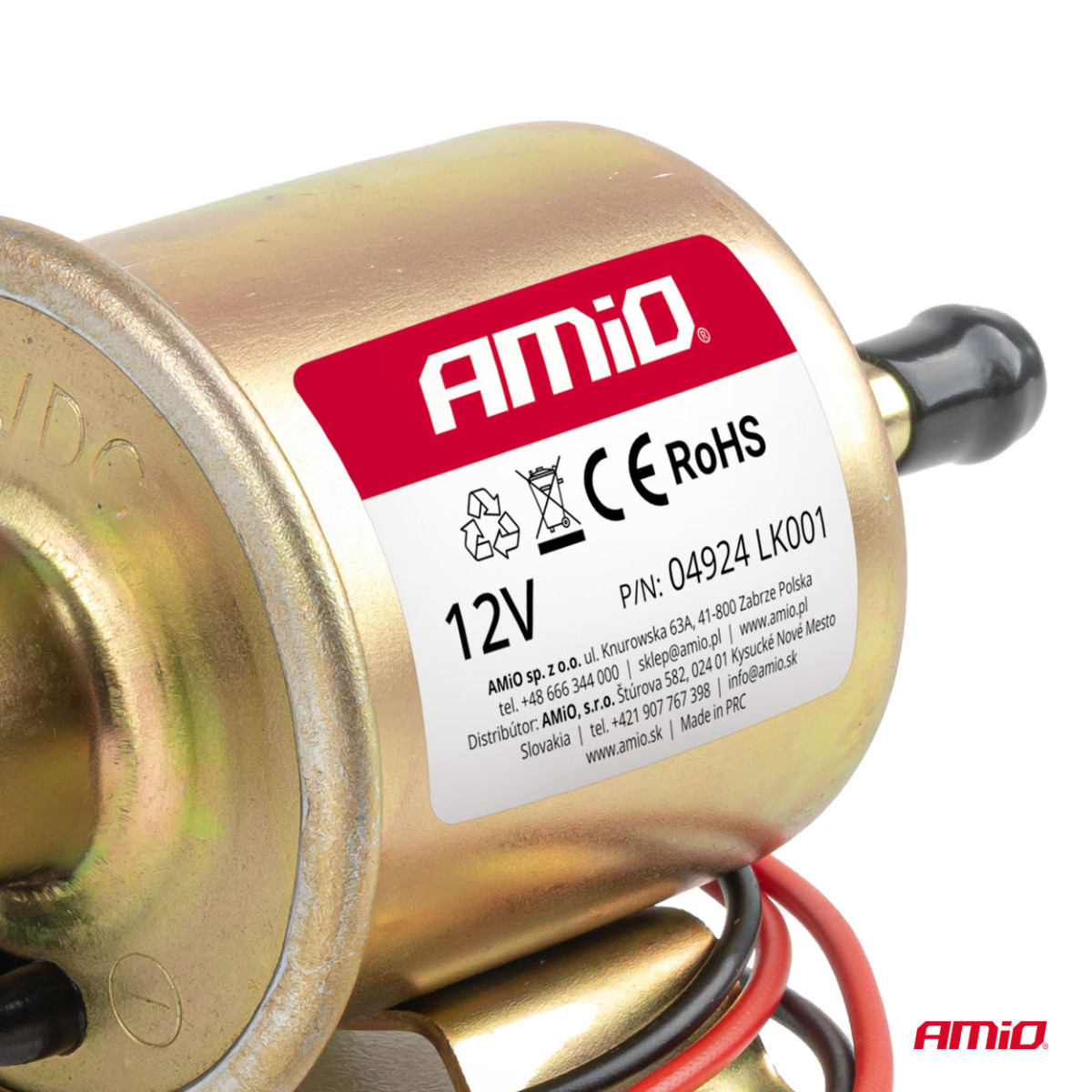 Sähköinen polttoainepumppu, 8 mm, 12 V AMIO-04924