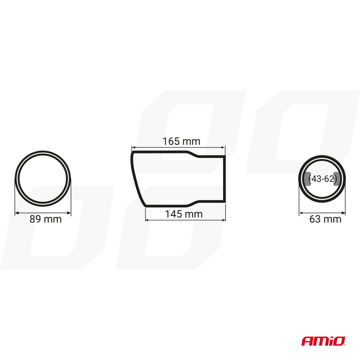 Äänenvaimentimen pää, ruostumatonta terästä, mattamusta AMiO-04061