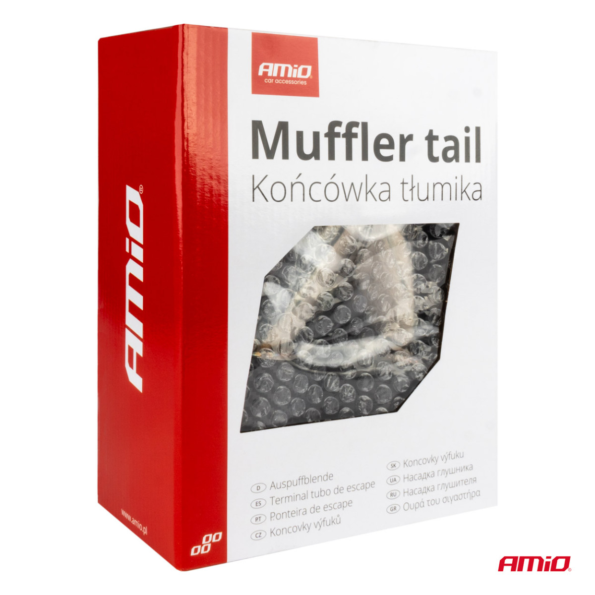 Äänenvaimentimen pää, ruostumatonta terästä, musta mattakromi, tupla-AMiO-04063