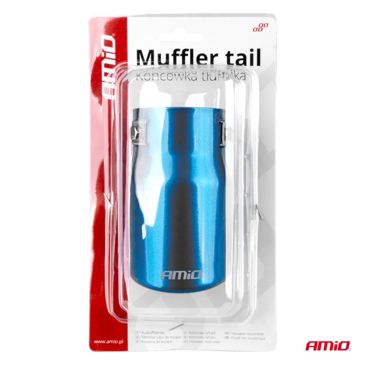 Äänenvaimentimen pää, ruostumatonta terästä, sininen AMiO-04072