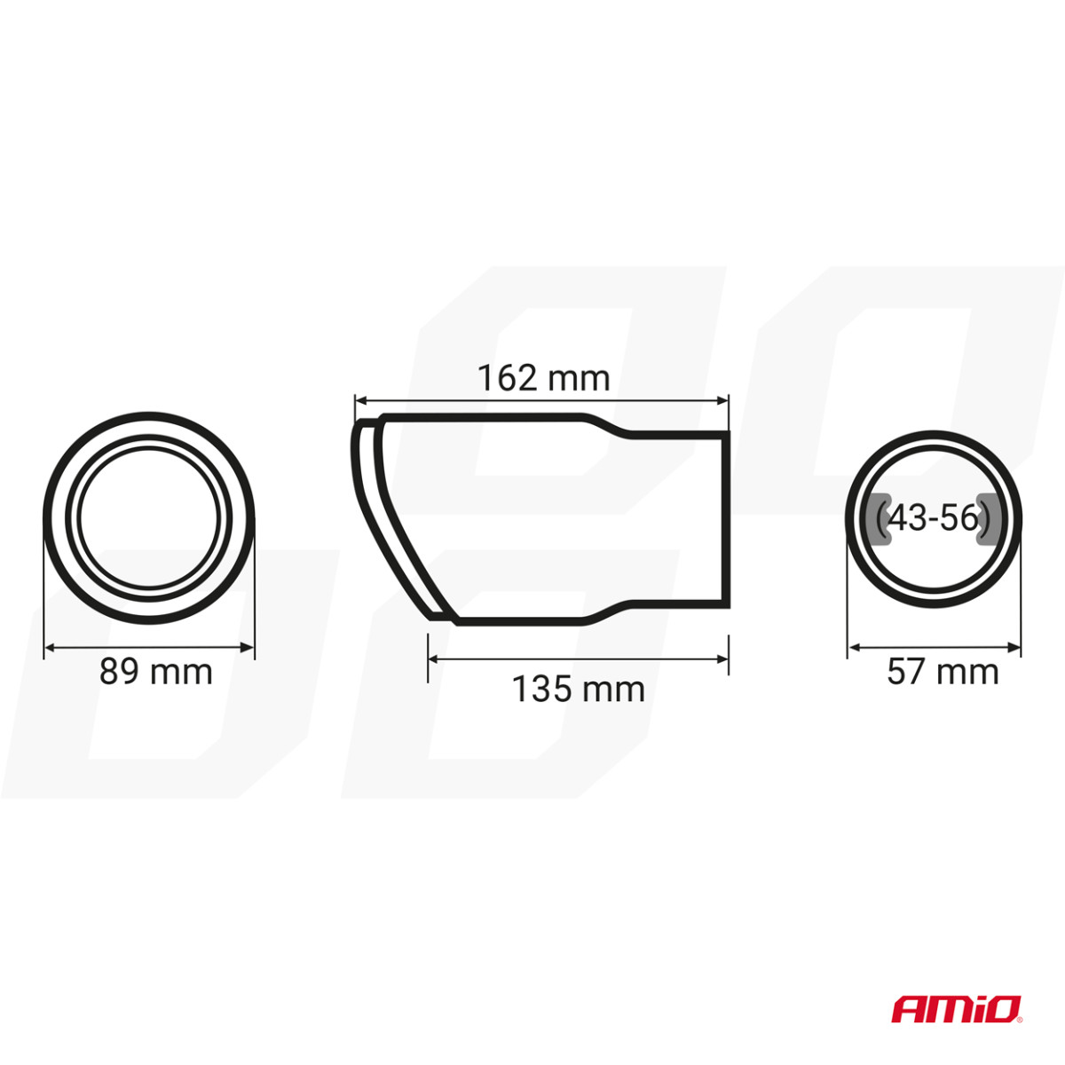 Äänenvaimentimen pää, ruostumatonta terästä, carbon AMIO-04065
