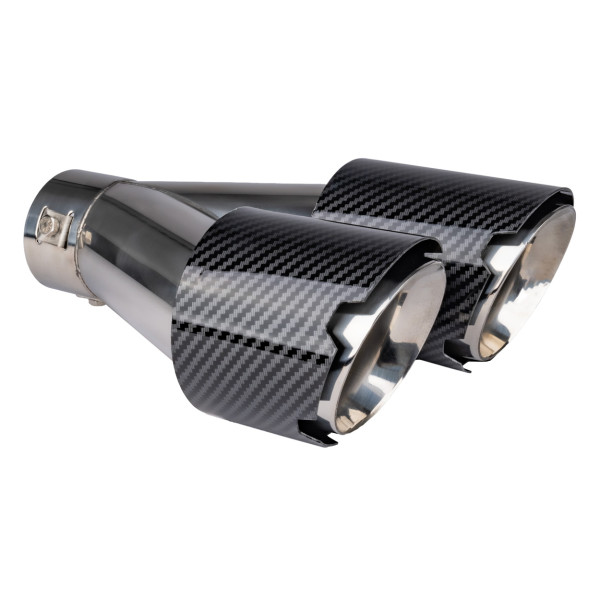 Äänenvaimentimen pää, ruostumatonta terästä, hiilikuitua, kaksinkertainen, vasen, AMiO‑04069