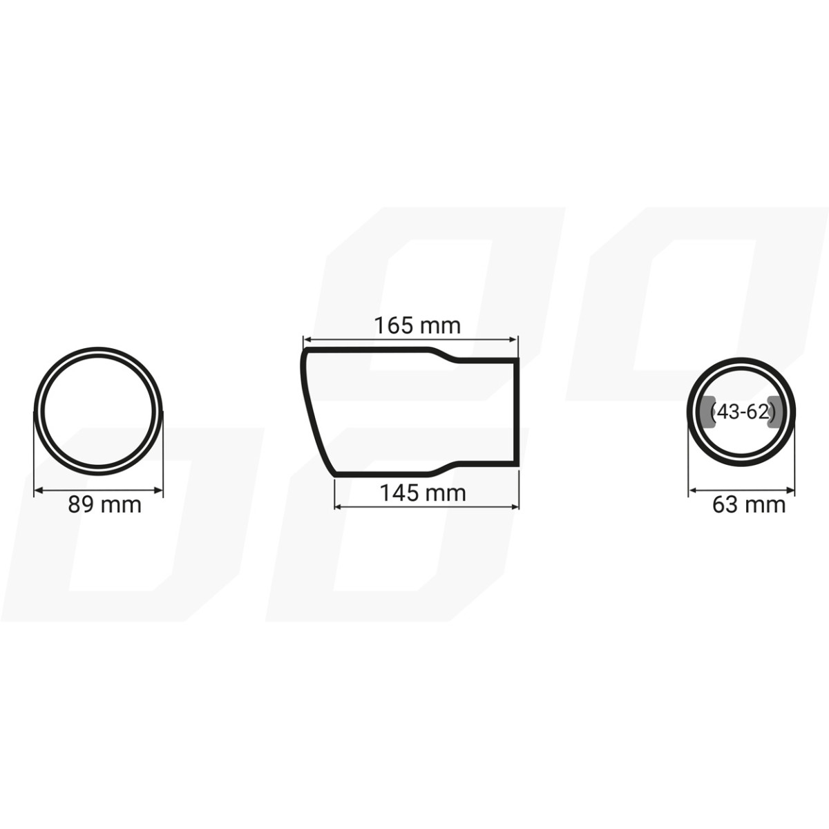 Äänenvaimentimen pää, ruostumatonta terästä, kromattu AMiO-04060