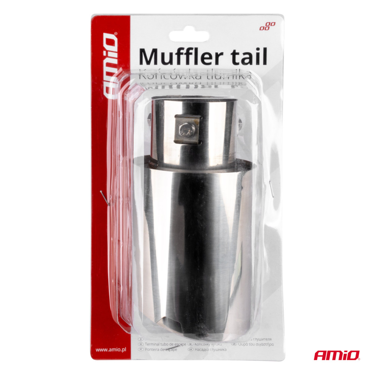 Äänenvaimentimen pää, ruostumatonta terästä, kromattu AMiO-04064