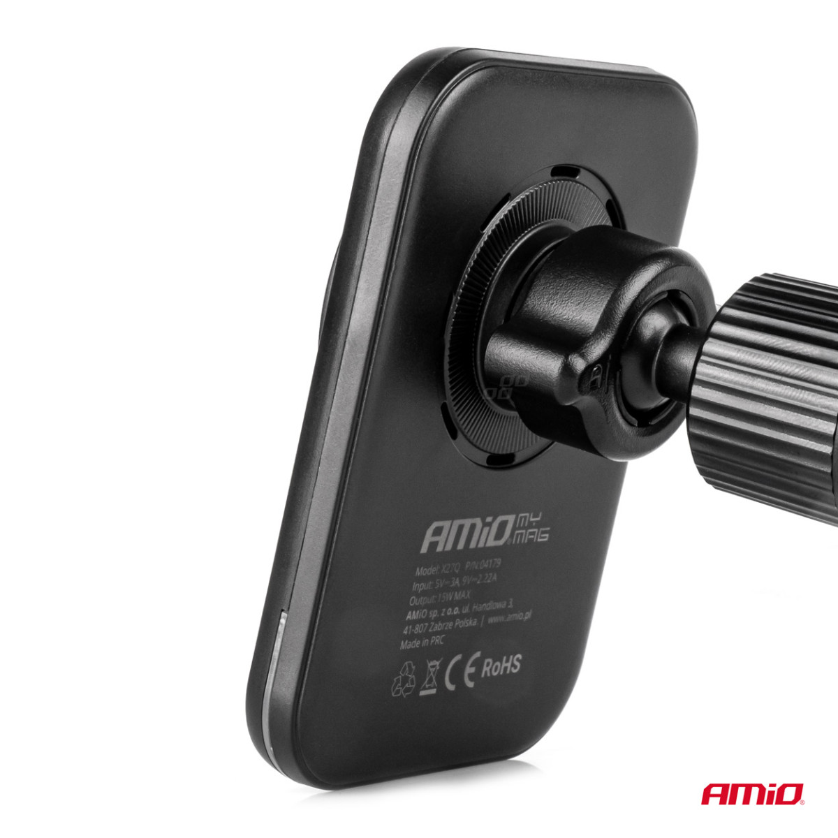 Magneettinen langaton autolaturi Qi2 15W – ilmanvaihtoon/kojelautaan AMIO-04179
