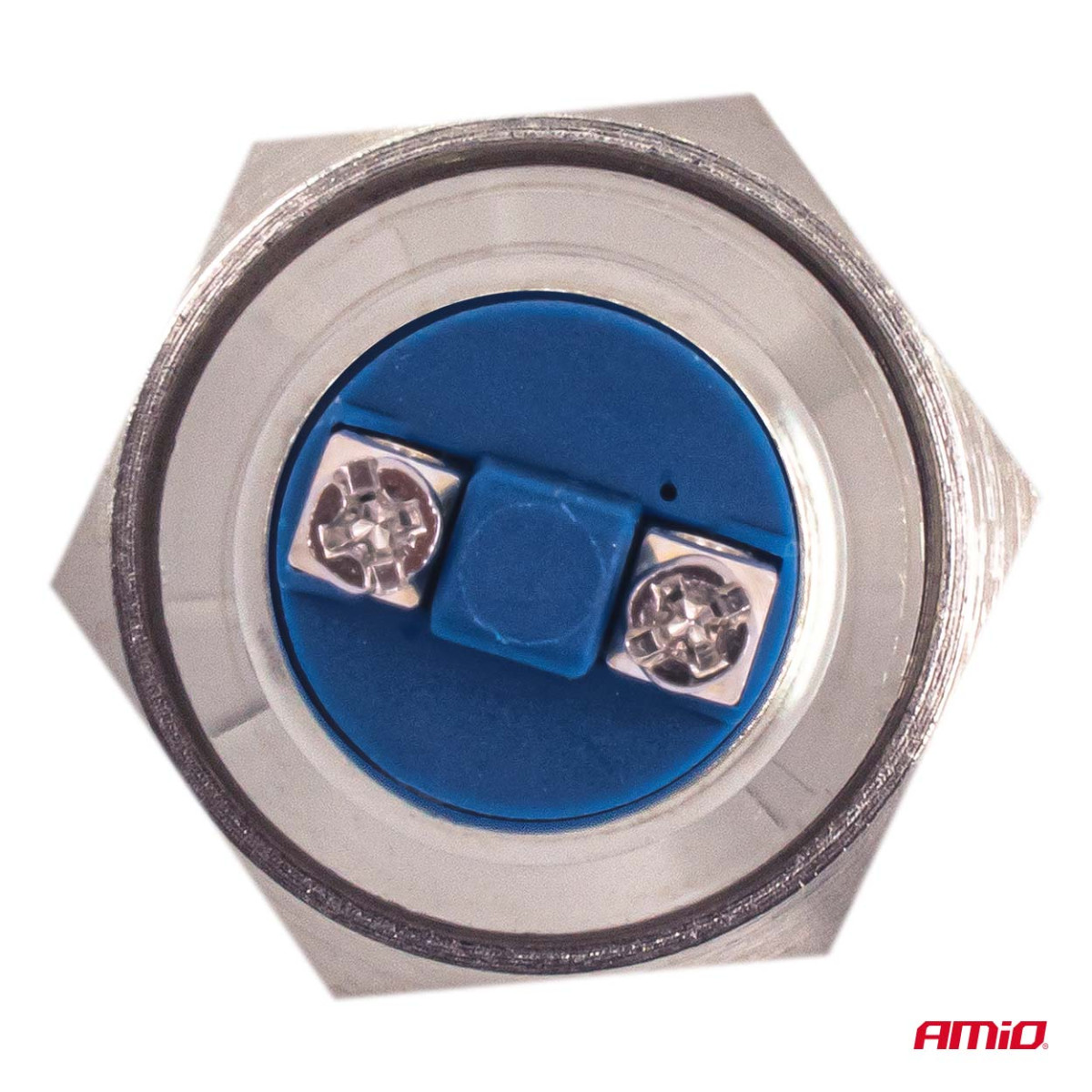 Litteä pyöreä hetkellinen painonappi, 19 mm, 5 A, 12/230 V AMIO-04436