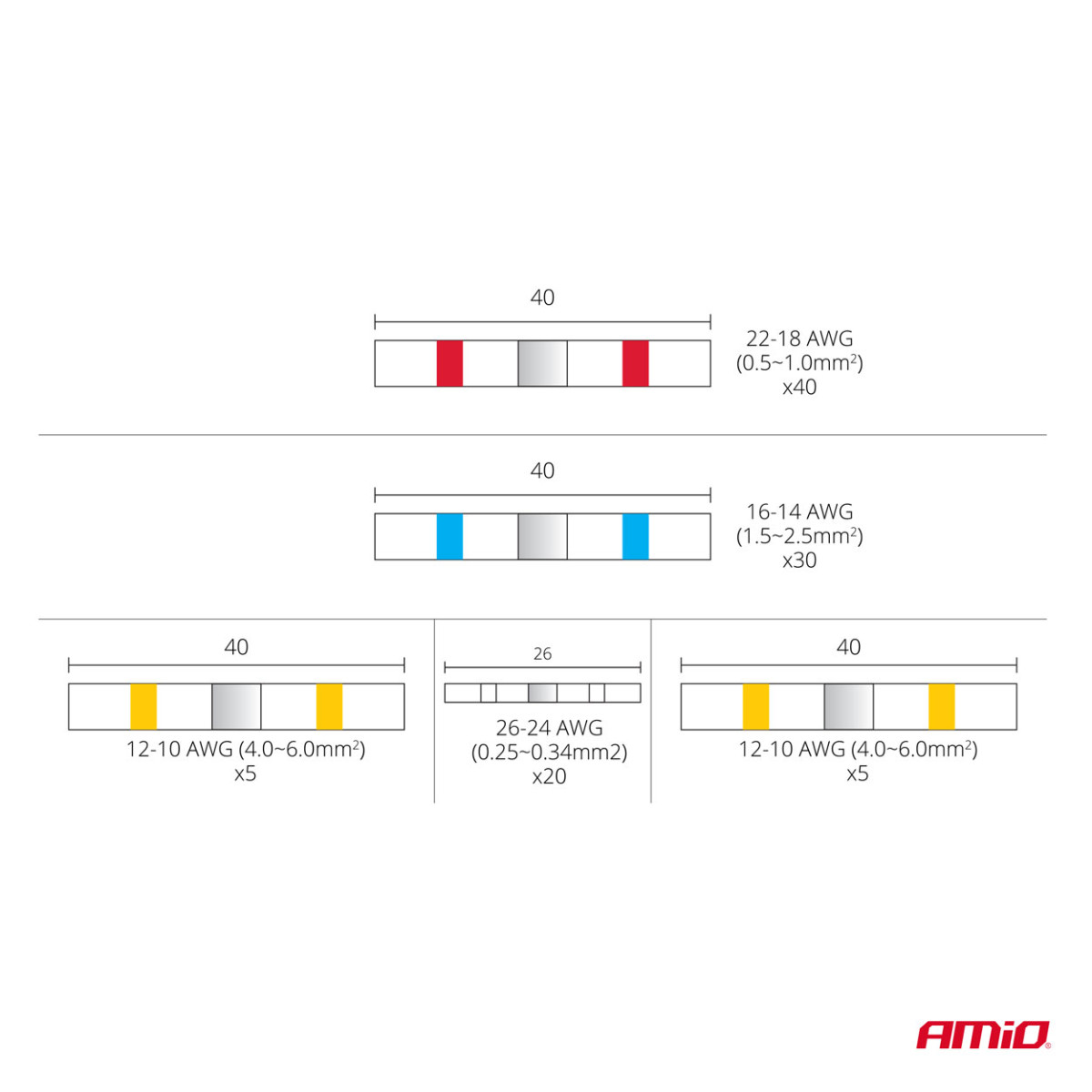 Kutistuvat juotosliitokset juotteella, 100 kpl, AMIO-03034