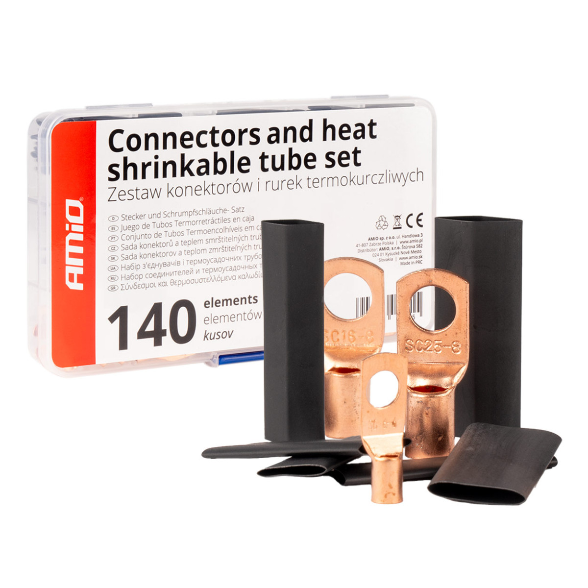 Kutisteliittimet ja -holkit, 140 kpl. AMIO-04121