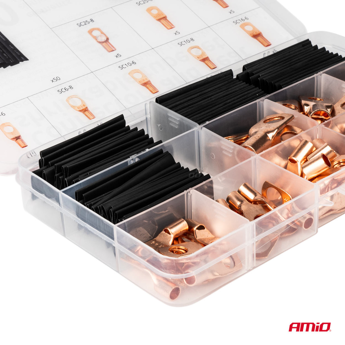 Kutisteliittimet ja -holkit, 140 kpl. AMIO-04121