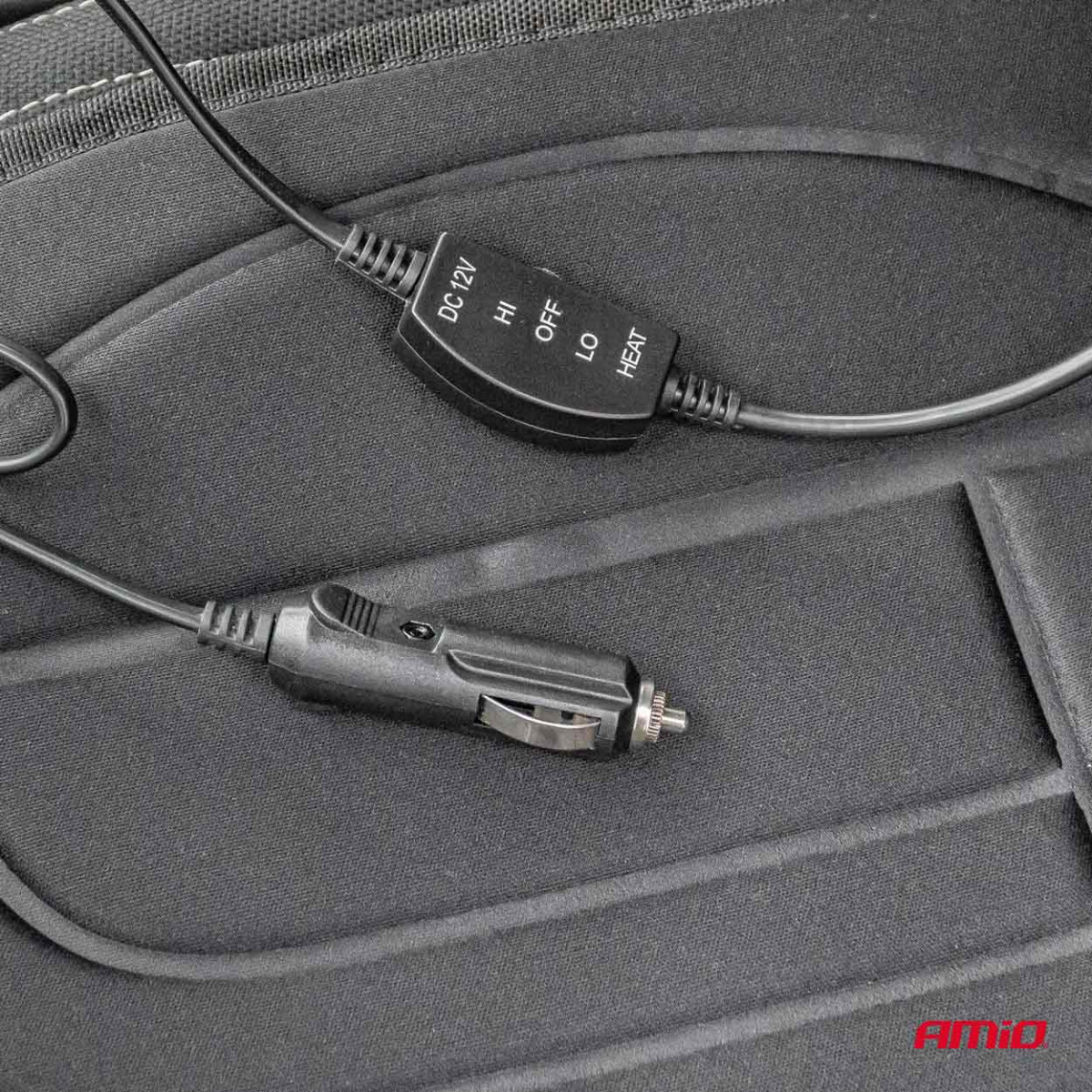 Lämmitetty istuinmatto 98 x 48 cm, 12 V DC - musta